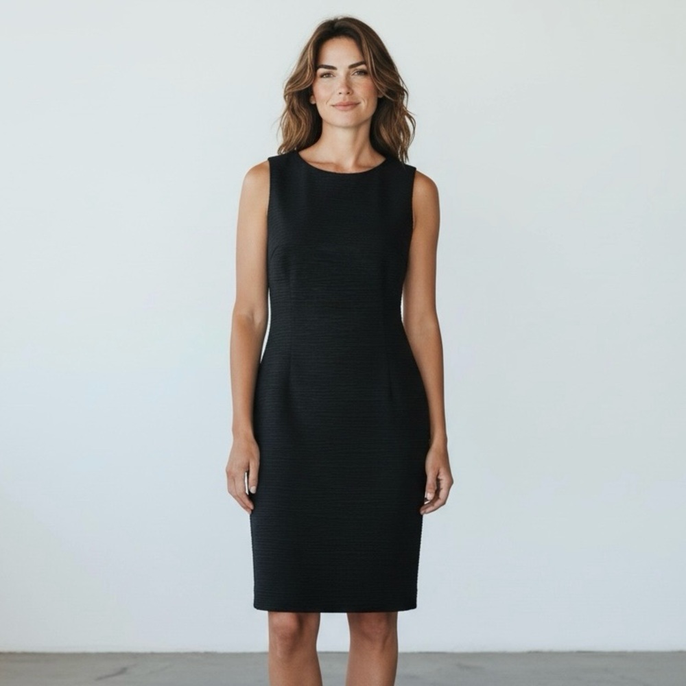 Mario Serrani Italy Sleeveless Shift Midi Black Dress